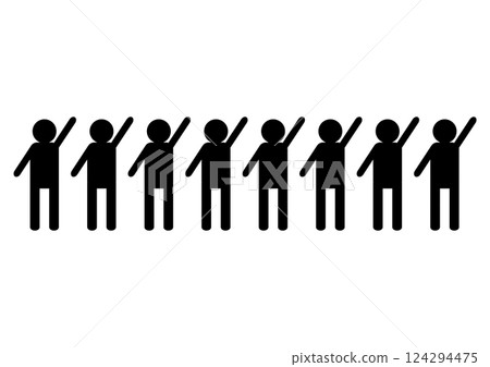 Icon of a crowd of people raising black hands 124294475