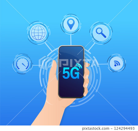 5g network technology. Abstract icon. 3d vector background. Home network. Business concept. Abstract background. Internet technology. 124294493