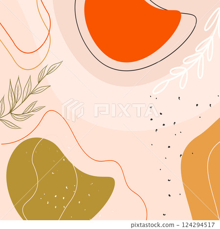 Abstract floral background, great design for any purposes. Autumn landscape. Spring floral vector illustration. Art background template element. 124294517