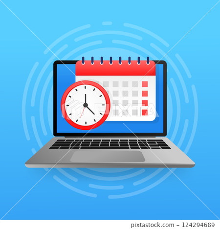 Calendar timer time management, great design for any purposes. Business concept. Schedule icon symbol. Time management. Business organizer. 124294689