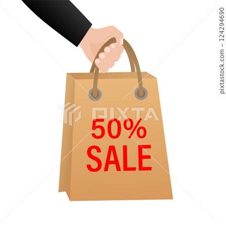50 percent sale package on white background. 50 percent sale package, great design for any purposes. Vector illustration. Big sale concept. 50 percent sale package on white background. 50 percent sale package, great design for any purposes. Vector illustration. Big sale concept. 124294690