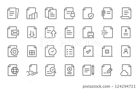 Set of Document Line Icons. Files, Download, Data, Checklist. Editable Stroke. Pixel Perfect. Set of Document Line Icons. Files, Download, Data, Checklist. Editable Stroke. Pixel Perfect. 124294721
