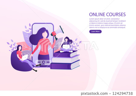 Abstract online courses people for concept design. Abstract illustration. Infographics business concept. Vector illustration. Abstract online courses people for concept design. Abstract illustration. Infographics business concept. Vector illustration. 124294738