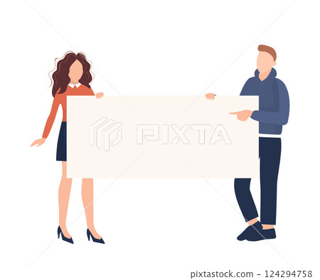 People activist placard, great design for any purposes. Vector character illustration. Flat cartoon vector illustration. 124294758
