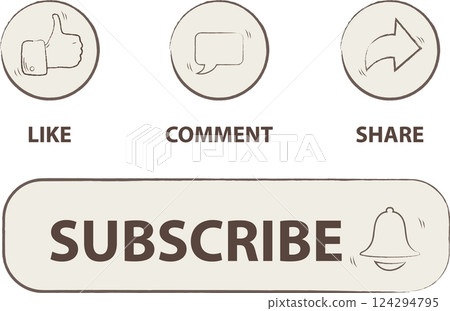 Like, Comment, Share and Subscribe Icon Symbols Vector Collection 124294795