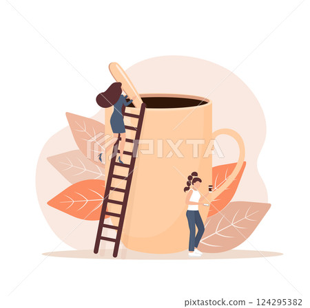 Cartoon character. Coffee break vending machine, great design for any purposes. Art illustration. Vector illustration. 124295382