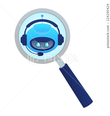 Search bot in cartoon style. Artificial intelligence. Isometric vector. Vector illustration 124295424