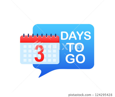 3 day to go in modern style. Special offer badge. Web design. Sale tag. Vector illustration. 124295428