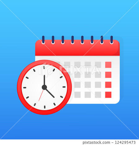 Calendar timer time management, great design for any purposes. Business concept. Schedule icon symbol. Time management. Business organizer. 124295473