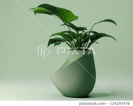 Flower pot on a simple background 124295476