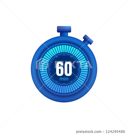 Icon of a timer with 60 minutes on the white background. Vector illustration. Icon of a timer with 60 minutes on the white background. Vector illustration. 124295480