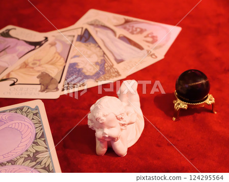 Tarot cards and props on Tarot Cross 124295564