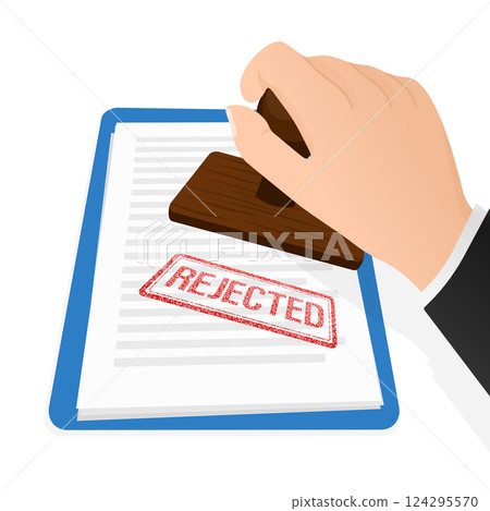 Flat icon with rejected stamp hand for paper design. Business concept. Vector illustration. 124295570