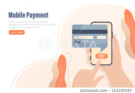 Mobile payment people. Flat isometric vector illustration. Qr code, mobile device. Bank online. Vector illustration design. 124295585