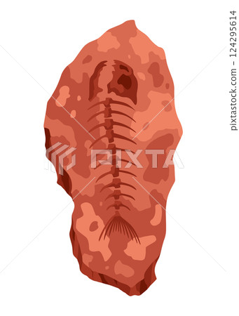 Dinosaur fossil skeleton bones, excavations of archeology isolated. Prehistoric reptile skeletons lying underground. Cartoon paleontological artifact 124295614