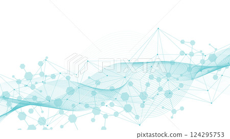Modern health care abstract background with lines, dots and hexagons. Medical innovation banner template concept. Vector illustration. Modern health care abstract background with lines, dots and hexagons. Medical innovation banner template concept. Vector illustration. 124295753