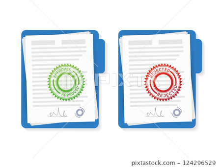 Flat approved rejected document for report design. Vintage vector illustration. Flat vector illustration. Flat approved rejected document for report design. Vintage vector illustration. Flat vector illustration. 124296529