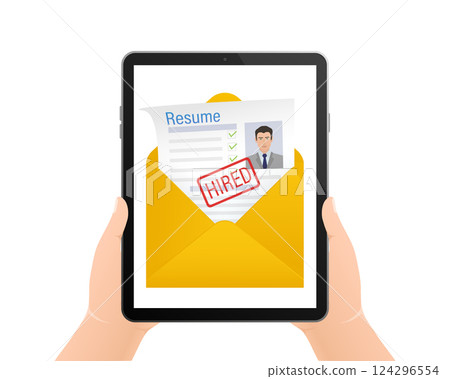 Resume, great design for any purposes. Flat icon. Vector illustration flat design. Online interview. Information icon vector. Online career. Resume, great design for any purposes. Flat icon. Vector illustration flat design. Online interview. Information icon vector. Online career. 124296554