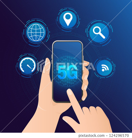 5g network technology. Abstract icon. 3d vector background. Home network. Business concept. Abstract background. Internet technology. 124296570