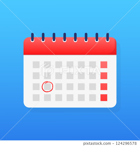 Flat style simple calendar. Holiday vector illustration. Vector background. Table schedule grid. Outline symbol. 124296578