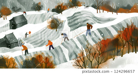 Winter mountain village scenery-4 Winter mountain village scenery-4 124296657