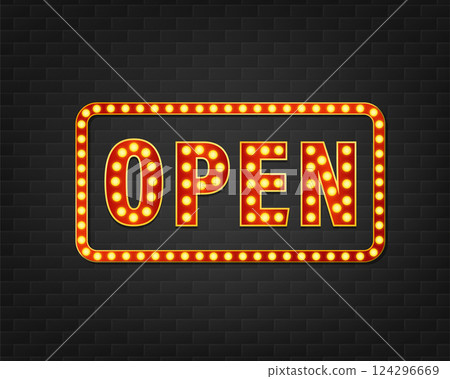 Retro open light retro, great design for any purposes. Black background. 124296669