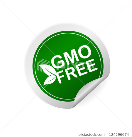 Gmo free sticker for packaging design. Retro packaging. Vector icon. Grunge background. 124296674