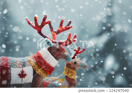 Caribou in the snow 124297040