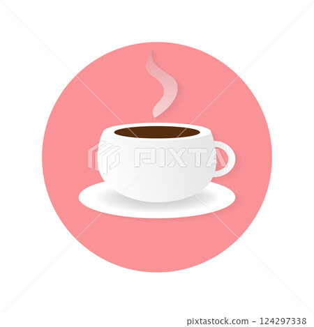 Coffee cup icon isolated on punk background. Vector flat illustration. Coffee cup icon isolated on punk background. Vector flat illustration. 124297338