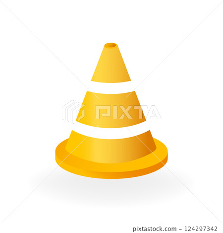 Construction cone isolated on white background. Illustration for site design. 3d illustration. 124297342