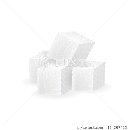 Sugar cubes, great design for any purposes. Abstract background. 3d illustration. Vector illustration. 124297415