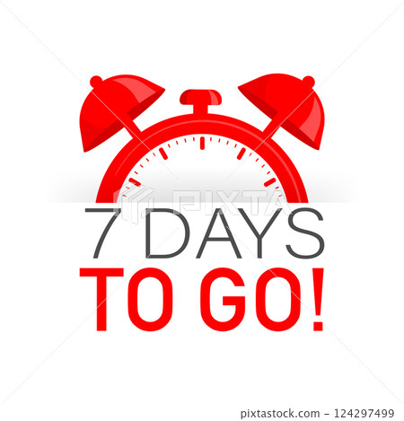 7 day to go in modern style. Special offer badge. Web design. Sale tag. Vector illustration. 7 day to go in modern style. Special offer badge. Web design. Sale tag. Vector illustration. 124297499