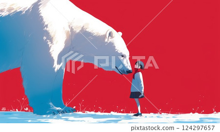 Polar bear and girl 124297657