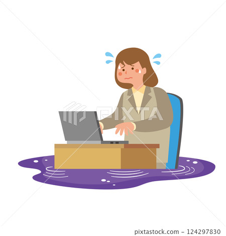 A woman who is anxious about her work 124297830