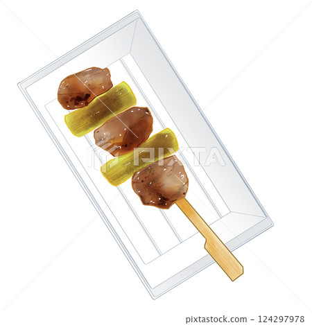 Yakitori Negima with plate Yakitori Negima with plate 124297978