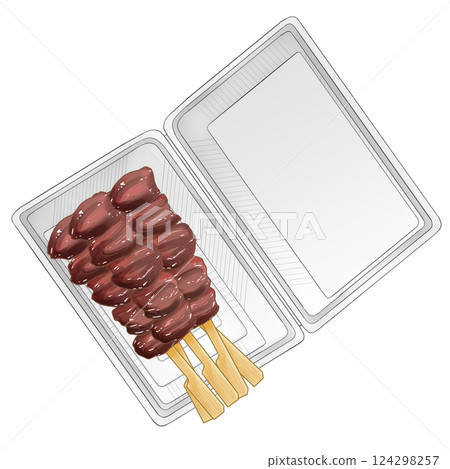 食品包裝中的烤雞肉串 124298257