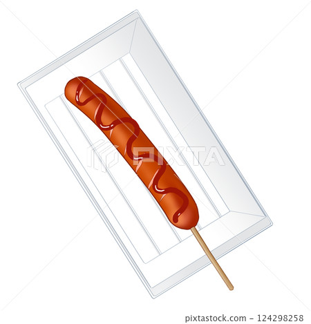 Frankfurt with ketchup and tray Frankfurt with ketchup and tray 124298258
