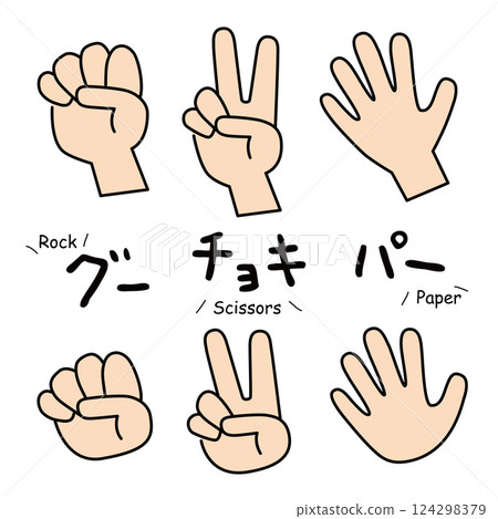 Rock Paper Scissors Hand Illustration 124298379