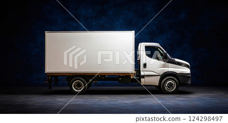 Polished White Box Truck Ready for Delivery Services Polished White Box Truck Ready for Delivery Services 124298497