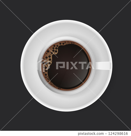 Coffee drink. Cup of coffee isolated on dark background. Modern art. 124298616