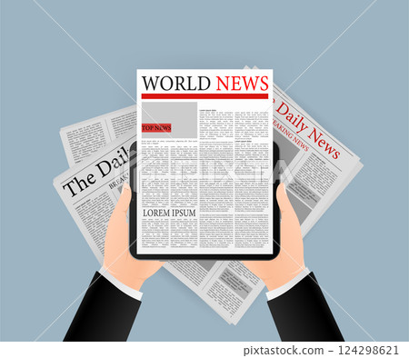 Tablet flat vector icon illustration. Online newspaper, business concept banner for any purposes. Vector design illustration. Business icon. Tablet flat vector icon illustration. Online newspaper, business concept banner for any purposes. Vector design illustration. Business icon. 124298621