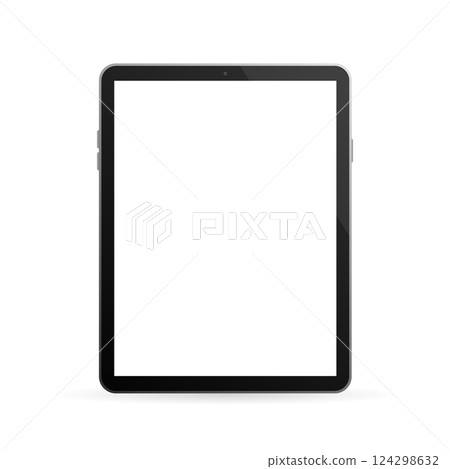Modern button with black empty tablet on white background for mobile app design. Isolated black background. 124298632