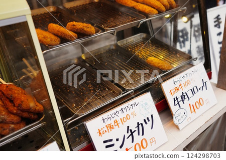 Fried food at a food stall 124298703
