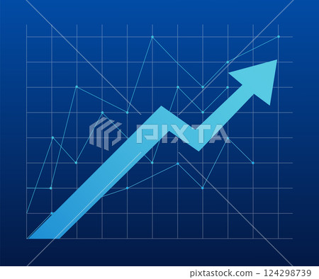 Diagram rising. Diagram, graph growth. Vector chart. Stock vector illustration. 124298739