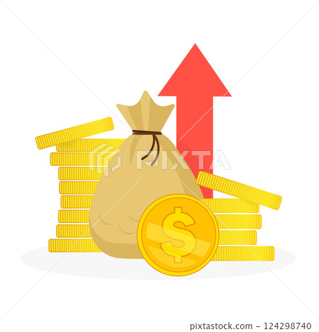 Icon with investment for banner design. Diagram, graph growth. con for banner design. Stock vector. Diagram, graph growth. Icon with investment for banner design. Diagram, graph growth. con for banner design. Stock vector. Diagram, graph growth. 124298740