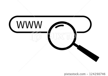 Modern flat icon with loupe web on white background. Icon on white backdrop. Digital vector illustration. Search icon vector. Modern flat icon with loupe web on white background. Icon on white backdrop. Digital vector illustration. Search icon vector. 124298746
