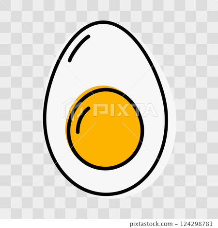 Hard boiled egg with yolk Filled not along contour Icon Logo Sticker Pictogram Design element idea 124298781