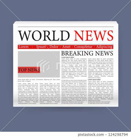 Newspaper, great design for any purposes. Vector editorial print layout. Newspaper template. Daily press empty paper journal vector mockup. 124298794