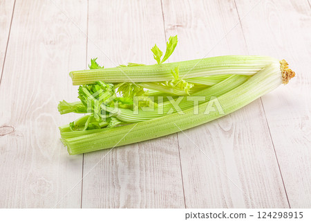 Vegan cuisine - raw celery stem Vegan cuisine - raw celery stem 124298915