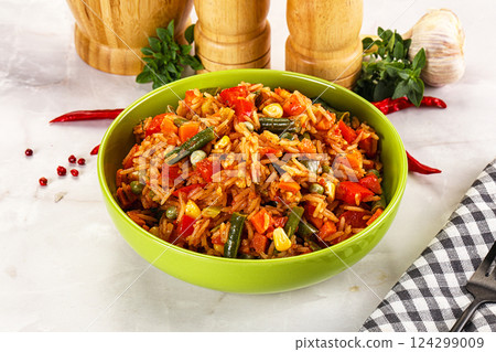 Mexican spicy rice with vegetables Mexican spicy rice with vegetables 124299009
